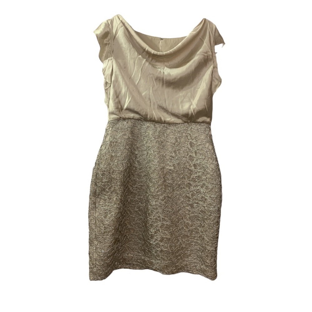 Kay Unger New York 100% Silk Lace Dress Butterscotch 12 Metallic Cocktail Party